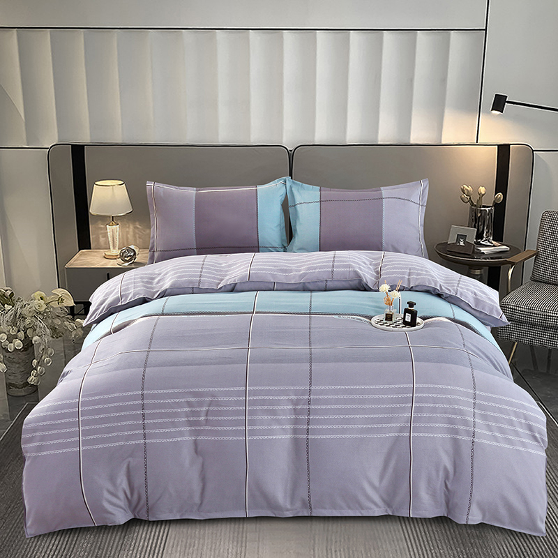 紫韵&ldquo;致青春&rdquo;经典四件套200*230CM（单位：套）（条纹） 浅灰色 被套：200*230          床单：23